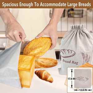 Bolsa de Pan de Lino Ecológica Premium con Cordón, Reutilizable para Guardar Pan Casero, Ideal para Regalo - Product Image 2