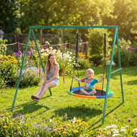 Balançoire pour bébé économique en tissu, balançoire ronde en filet pour intérieur/extérieur, kit de sangles de suspension pour enfants, ceinture en U, ensemble de balançoire pour enfants