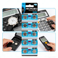 Pila de Botón LR44 1.5V Alcalina AG13 Universal para Relojes Electrónicos, Computadoras, Juguetes, Controles Remotos, Paquete de 10