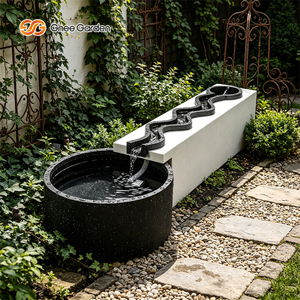 Bac à fleurs paysager en acier sur mesure avec débit d'eau, fontaine de jardin extérieure et bassin à poissons - Product Image 6