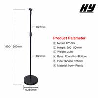 Support de microphone professionnel réglable en hauteur, stable, avec base en fer noir, pour studio, conférence, performance et diffusion – Vente en gros