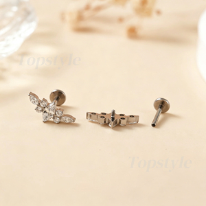 Piercing Labret Personalizzato in Titanio G23 con Zirconia Cubica 5A, Placcatura PVD Argento, Design Floreale per Orecchio, Helix, Naso, Gioielli da Piercing, Fabbrica Topstyle - Product Image 6