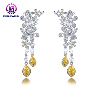 S925 Personality Fashion Design Zircon Earring For Women Light Luxury Celebrity Temperament Golden CZ Earring Jewelry