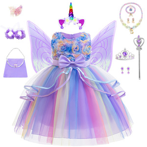Vestito da bambina unicorno tutù pastello arcobaleno <span class=keywords><strong>principessa</strong></span> ragazze festa di compleanno per bambini bambini unicorno di Halloween eseguire Costume - Product Image 2