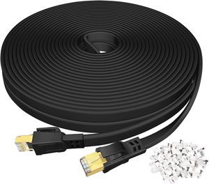 Cable Ethernet Plano RJ45 de Cobre Desnudo Cat8, Cable de Conexión de Red CAT 8 SSTP 30awg, Flexible, 40G 2000MHz, 0.5m 1m 2m 3m 5m - Product Image 1