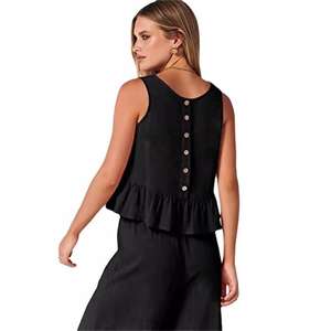 Completi <span class=keywords><strong>donna</strong></span> estate <span class=keywords><strong>donna</strong></span> tinta unita Set due pezzi all'ingrosso Drop Shipping <span class=keywords><strong>pantaloni</strong></span> e camicie - Product Image 6