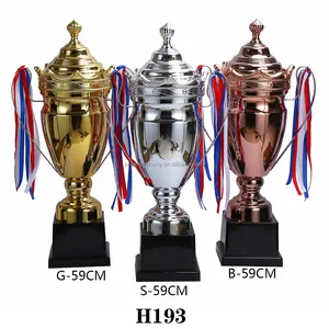 Customized China cheap sport cup trophy football badminton winners metal trophy