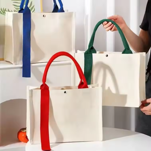 Customized <b>Thick</b> Cotton Canvas Women's Bag with Large Capacity Zipper Chain Decoration Manufacturer Direct Sales Shopping Bag - Product Image 3