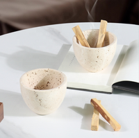 Desain Arab Mabkhar Beige Travertine dupa tongkat pemegang Bukhoor Oud dupa pembakar batu marmer Bakhoor burner