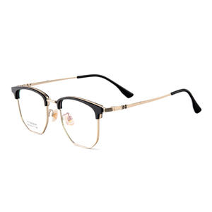 Monture de lunettes rétro pour homme, demi-cerclée, en métal, rectangulaire, légère, avec verres en acrylique TR90, Danyang 23-9 - Product Image 2
