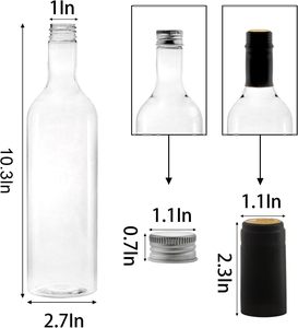 Bouteilles en verre transparent de 500 ml/16 oz avec bouchons en liège et capsules thermorétractables, bouteilles pour la fabrication de vin et de jus maison, pour Bordeaux - Product Image 2