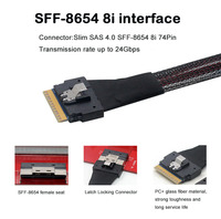 Cable SAS 4.0 Interno para Chasis de Servidor, Delgado, de Alta Calidad, Precio de Fábrica al por Mayor, SAS 8654 8i a SFF-8654 8i, 24G 74P