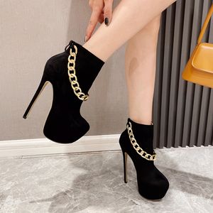 Stivaletti da Donna Sexy <span class=keywords><strong>con</strong></span> Tacco Alto, Calzature da Ballo Corte <span class=keywords><strong>con</strong></span> Strass e Chiusura a Zip, Stivaletti a Punta Molto Corti - Product Image 4