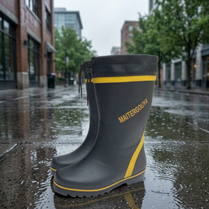 Bottes de pluie unisexes résistantes à l'huile et antidérapantes, mi-mollet, en caoutchouc, doublure en feutre doux et coton, semelle intérieure en EVA, imperméables, été - Product Image 3