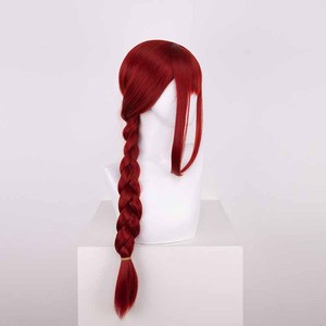 Peluca <span class=keywords><strong>Makima</strong></span> al por mayor de Chainsaw Man, peluca larga trenzada de color rojo vino, resistente al calor, de pelo sintético, para <span class=keywords><strong>cosplay</strong></span>, fiestas y juegos de rol. - Product Image 2