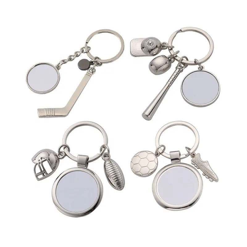Porte-clés avec pendentif de balle de Baseball/Football/Hockey, Logo personnalisé, porte-clés de casque de Football en métal