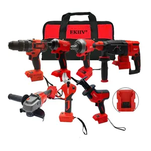 Vente en gros ekiiv 2024 perceuse électrique rabot à bois industriel sans fil batterie Lithium-ion rechargeable kits combinés d'outils sans fil