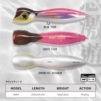 Leurre flottant en plastique OEM 205mm 166g pour lancer longue distance, idéal pour la pêche au bar, au barbotin, au vairon, à la carpe en rivière, lac ou ruisseau
