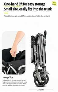 Carrito de Compras Plegable de Cuatro Ruedas, Multicolor, Tamaño Grande, Marca GHealth, OEM/ODM, con Mesa, Portátil, para Exteriores - Product Image 5