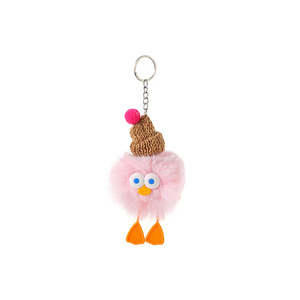 Plush Duck Keychain Pom Pom Pendant Real <b>Rabbit</b> Fur Bag Charm Cartoon <b>Soft</b> <b>Toy</b> Car Keyring Accessory - Product Image 4