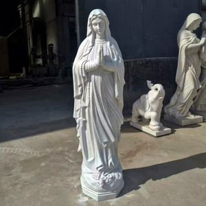 Statue <span class=keywords><strong>de</strong></span> la Vierge <span class=keywords><strong>Marie</strong></span> en marbre blanc sculptée à la main, figurine <span class=keywords><strong>de</strong></span> prière catholique pour la décoration <span class=keywords><strong>de</strong></span> <span class=keywords><strong>l</strong></span>'église et du jardin - Product Image 1