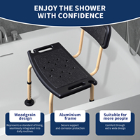 Chaise de douche en alliage d'aluminium à grain de bois, moderne, légère, haut de gamme, avec revêtement en poudre, capacité de charge de 150 kg, antidérapante