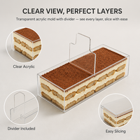 Boîte à tiramisu en acrylique avec couvercle et séparateur, récipient rectangulaire réutilisable pour desserts, fournitures de décoration de gâteaux, outils de cuisine