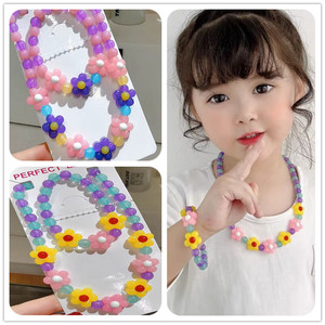 Braccialetto con Perline in <span class=keywords><strong>Crema</strong></span> per Bambini, Gioielli con Ciondolo Fatto a Mano, Collana con Fiore per Ragazze - Product Image 2