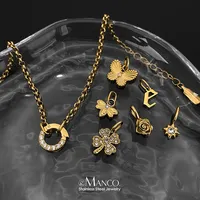 Bracelet à breloques en acier inoxydable pour femme EMANCO, style classique, éléments papillon, lettre, rose, cadeau quotidien, dropshipping, vente en gros