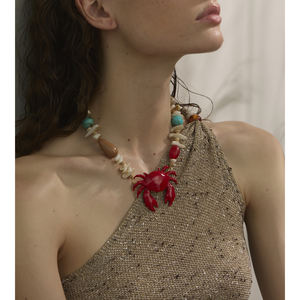JINYOU 3405 cuentas de verano declaración encanto joyería nuevo hecho a mano estilo océano Concha Natural resina piedra cangrejo rojo colgante collar - Product Image 5