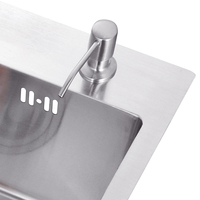 LUSA Évier de cuisine moderne à cuvette unique en acier inoxydable brossé Conception de cascade Support de vaisselle 304 Matériau Deux trous