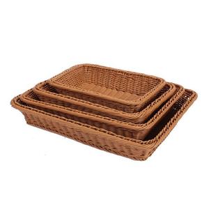 Cestino portaoggetti in Rattan <span class=keywords><strong>di</strong></span> <span class=keywords><strong>plastica</strong></span> PP intrecciato a mano <span class=keywords><strong>di</strong></span> tutte le dimensioni cestino <span class=keywords><strong>per</strong></span> il <span class=keywords><strong>pane</strong></span> rettangolare cestini <span class=keywords><strong>per</strong></span> esposizione <span class=keywords><strong>di</strong></span> frutta e verdura da cucina <span class=keywords><strong>per</strong></span> supermercati - Product Image 2