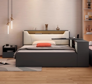 1.5m Tatami lưu trữ bảng giường gỗ Bảng phong cách hiện đại tối giản 1m giường đơn cho trẻ em với hộp lưu trữ cao - Product Image 3