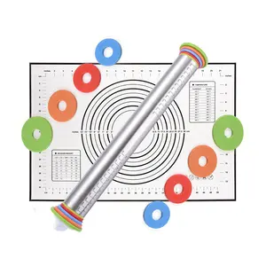 2024 뜨거운 판매 하이 퀄리티 롤링 핀 실리콘 매트 스테인레스 스틸 주방 액세서리 과자 및 베이커리 사용