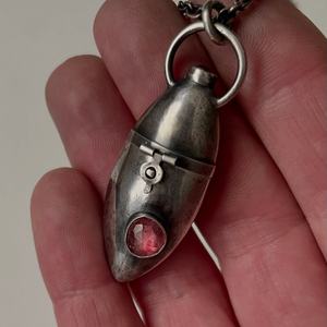 Custom Made Contemporary Design Opal Triangle <b>Locket</b> Pendant Necklace for <b>Memorial</b> Urn or Personal Jewelry for Punk Zircon - Product Image 5