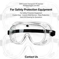 Pièce de lentille de lunettes en PC transparent moulée par injection sur mesure pour équipement de protection, service de moulage personnalisé