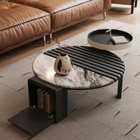 Table basse de luxe classique de style italien de haute qualité avec rangement, ensemble de table centrale design pour salon domestique