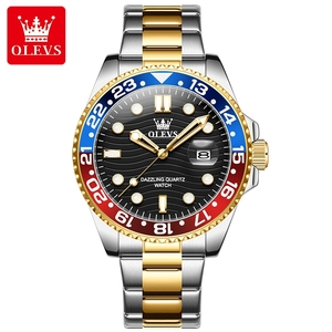 OLEVS 3610 Orologio da <span class=keywords><strong>Uomo</strong></span> Originale con Motivo a Onde, Ghiera Bicolore, Sportivo, Impermeabile, Stile GMT, Casual Business, Orologio alla Moda, Regalo - Product Image 1