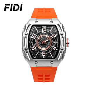 FIDI Tonneau <b>Automatic</b> Mechanical Men Watch Silicone Strap 3ATM Waterproof Sport <b>Chronograph</b> Mens Wristwatch - Product Image 1