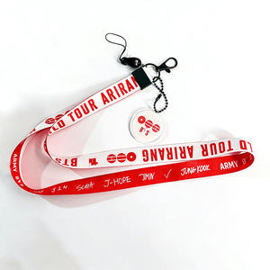 Correa impresa para el cuello del grupo KPOP <span class=keywords><strong>Idol</strong></span>, correa para el cuello con firma de miembros del concierto ARIRANG, llavero, correa para teléfono, colección para fans - Product Image 1