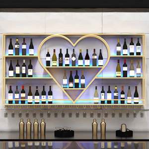맞춤형 고급 라이트 럭셔리 와인 랙 바 카운터 레스토랑 바 레드 와인 벽걸이 금속 디스플레이 랙 - Product Image 1