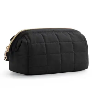 Travel Cosmetic Bag Puffy Padded Make Up Bags For Women Makeup Organizer Case Wide-open Pouch Purse Travel Toiletry Bag