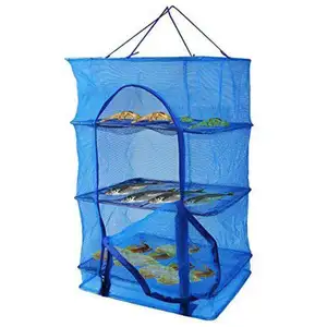 Barato 50cm x 50cm x 95cm 35X35X65cm plegable 3 capas 5 capas comida pescado Red de secado red seca