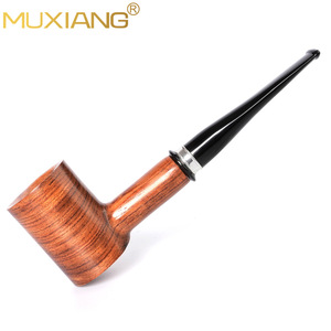 MUXIANG Rosewood Handmade Tobacco Pipe Straight Handle 9mm Filter Silver Ring For Smoking - Product Image 1