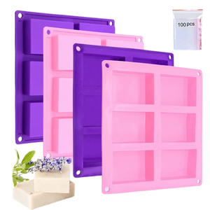 6 boşluk dikdörtgen silikon kalıp kare el yapımı sabun formu tepsi kek kalıp DIY sabunlar ve pişirme/buzlanma - Product Image 4