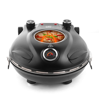 Four à pizza électrique portable de 12 pouces, commande manuelle, boîtier métallique, température réglable, cuisson sans huile, plaque de cuisson incluse