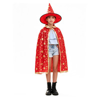 En gros, Cape et chapeau d'étoile pour enfants Halloween, Cape de sorcière magique, Châle à cinq étoiles, Costume de spectacle, Tenue de fête pour enfants