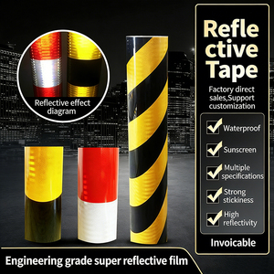 Ruban de signalisation routière réfléchissant en acrylique, PVC simple face, imperméable, auto-adhésif, haute visibilité, pour poteaux de délimitation de circulation et sécurité routière - Product Image 1