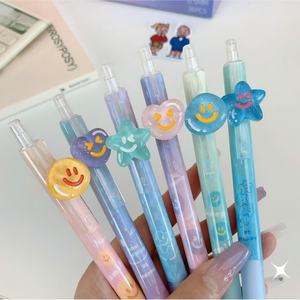 Mignon et Joyeux : Stylo mécanique 0,5 mm avec breloque en plastique pour visage, idéal pour l'école, les enfants et le bureau, avec décoration holographique étoile et cœur sur le stylo. - Product Image 5