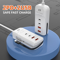 Chargeur rapide multifonctionnel double PD 66W + USB 5.1A pour téléphones Apple et Android, prise murale